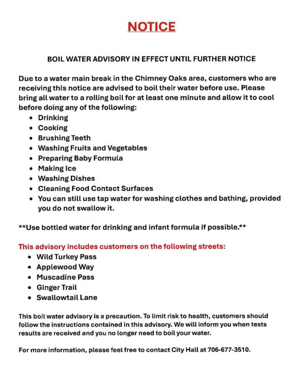 Notice to Chimney Oaks Water System